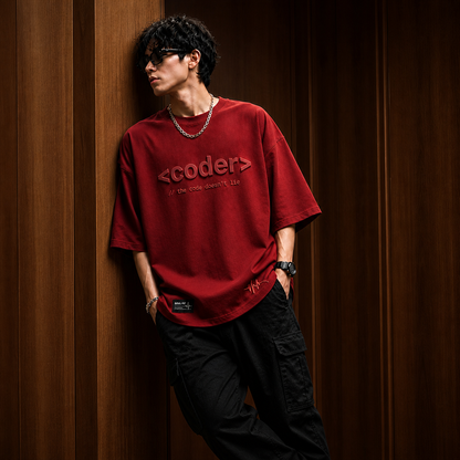 Soul Fit “Coder Logic” Oversized T-Shirt – Premium Streetwear (Red Edition)
