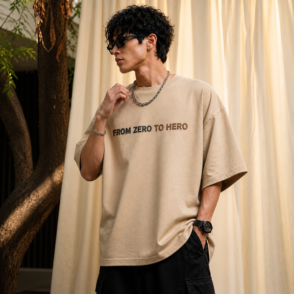 SoulFit “From Zero to Hero” Oversized T-Shirt for Men | Premium 240 GSM Cotton | Streetwear Graphic Tee
