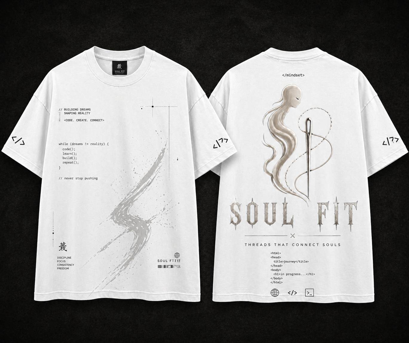 SoulFit Codewave Oversized Tee – White Edition