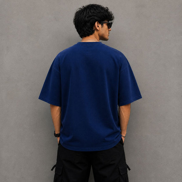 SoulFit Minimal Logo Oversized T-Shirt | Navy Blue Premium Cotton Streetwear Tee
