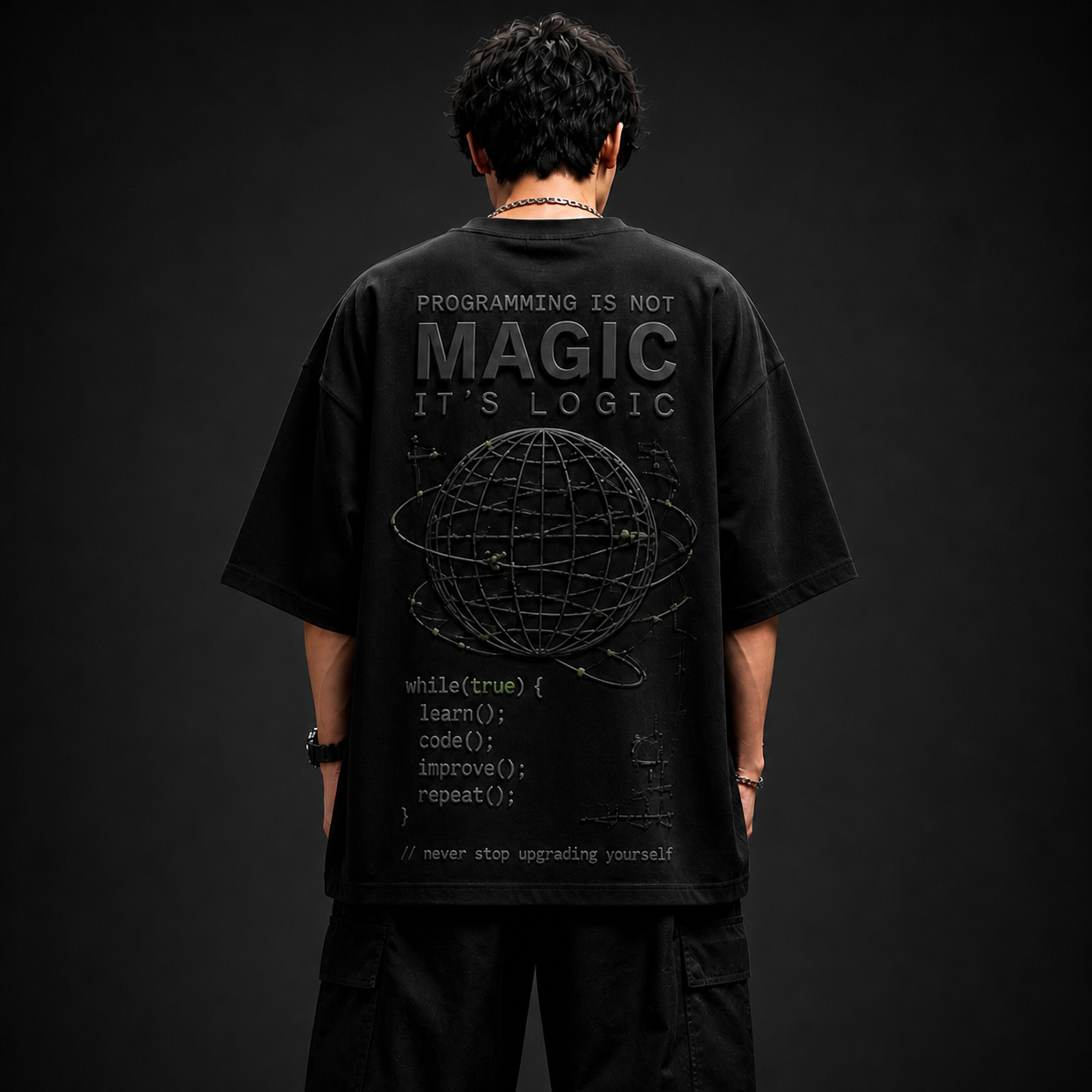 Soul Fit “Coder Logic” Oversized T-Shirt – Premium Streetwear (Black Edition)