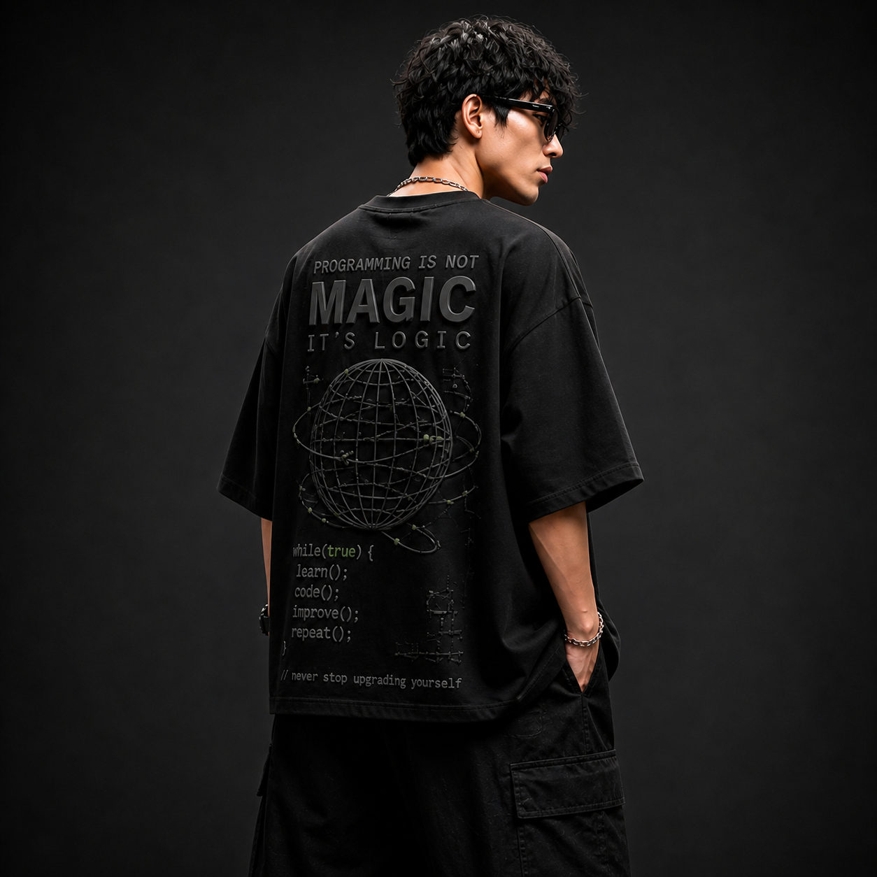 Soul Fit “Coder Logic” Oversized T-Shirt – Premium Streetwear (Black Edition)