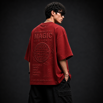 Soul Fit “Coder Logic” Oversized T-Shirt – Premium Streetwear (Red Edition)